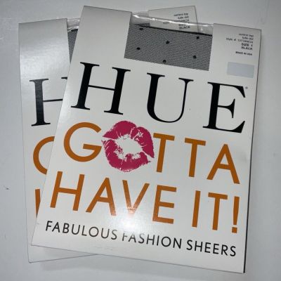 NIP 2 Pairs HUE Gotta Have It! Control Top Pantyhose Tulle Dot Black Size 1